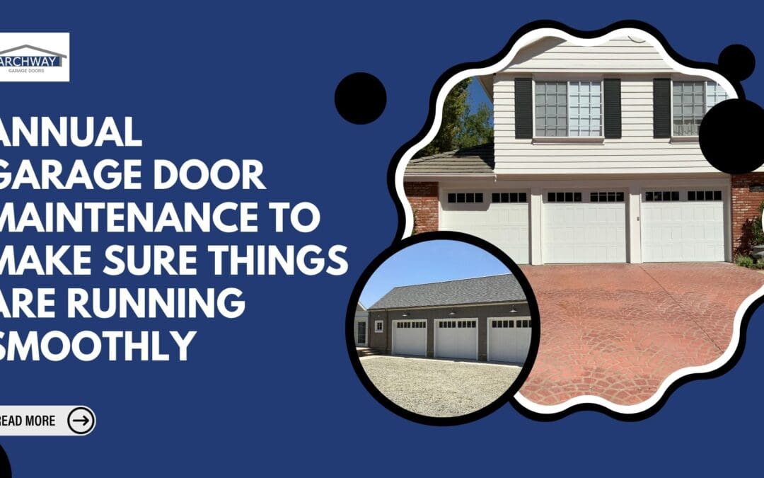Archway Garage Doors promo image with headline and photos of residential garage doors.